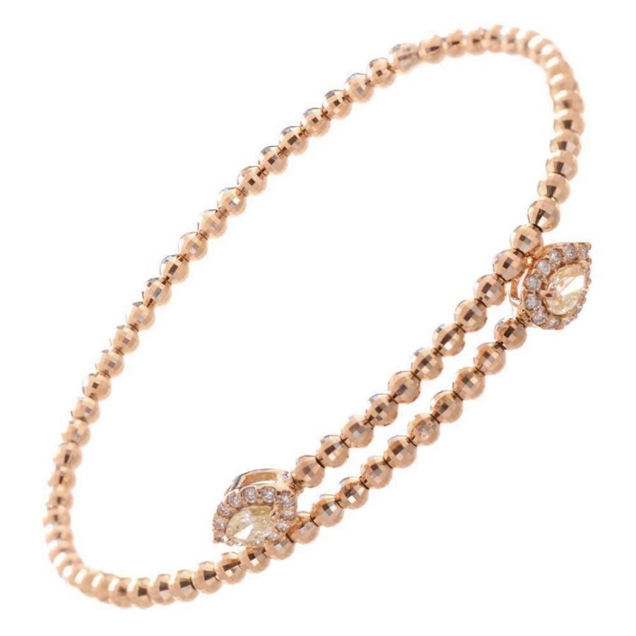 バングル レディース 18金 K 18 PG ピンクゴールド ダイヤモンド 0.4カラット ペアシェイプ マーキス ミラーボール 形状記憶 フリーサイズ アクセサリーマート| Shops店