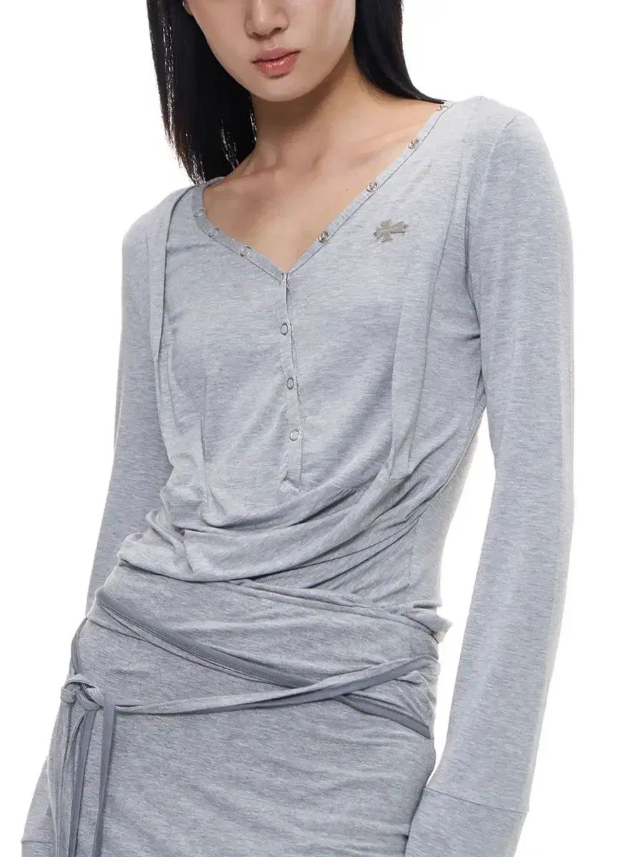 2000アカイブス ドレープド ヘンリートップ メランジュグレー