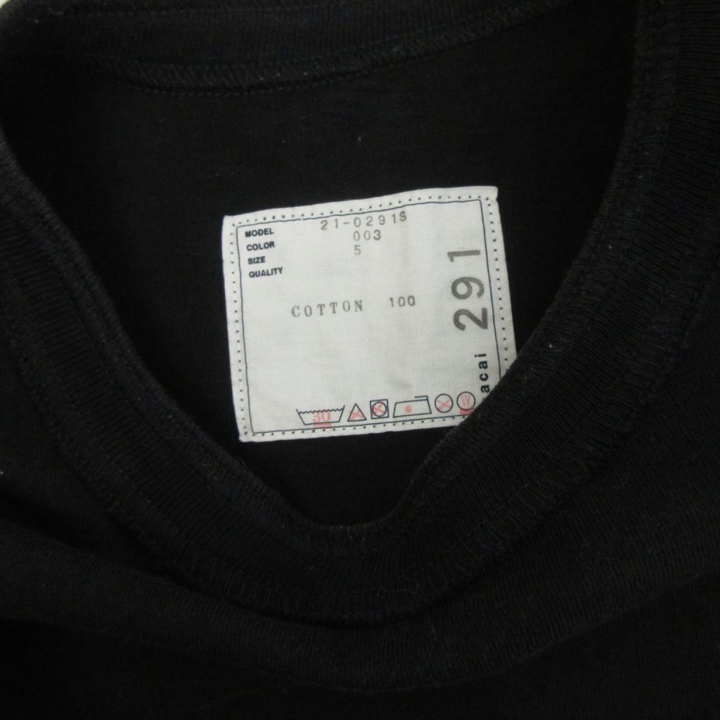 サカイ sacai Tシャツ カットソー 半袖 コットン プリント 21-0291S 黒