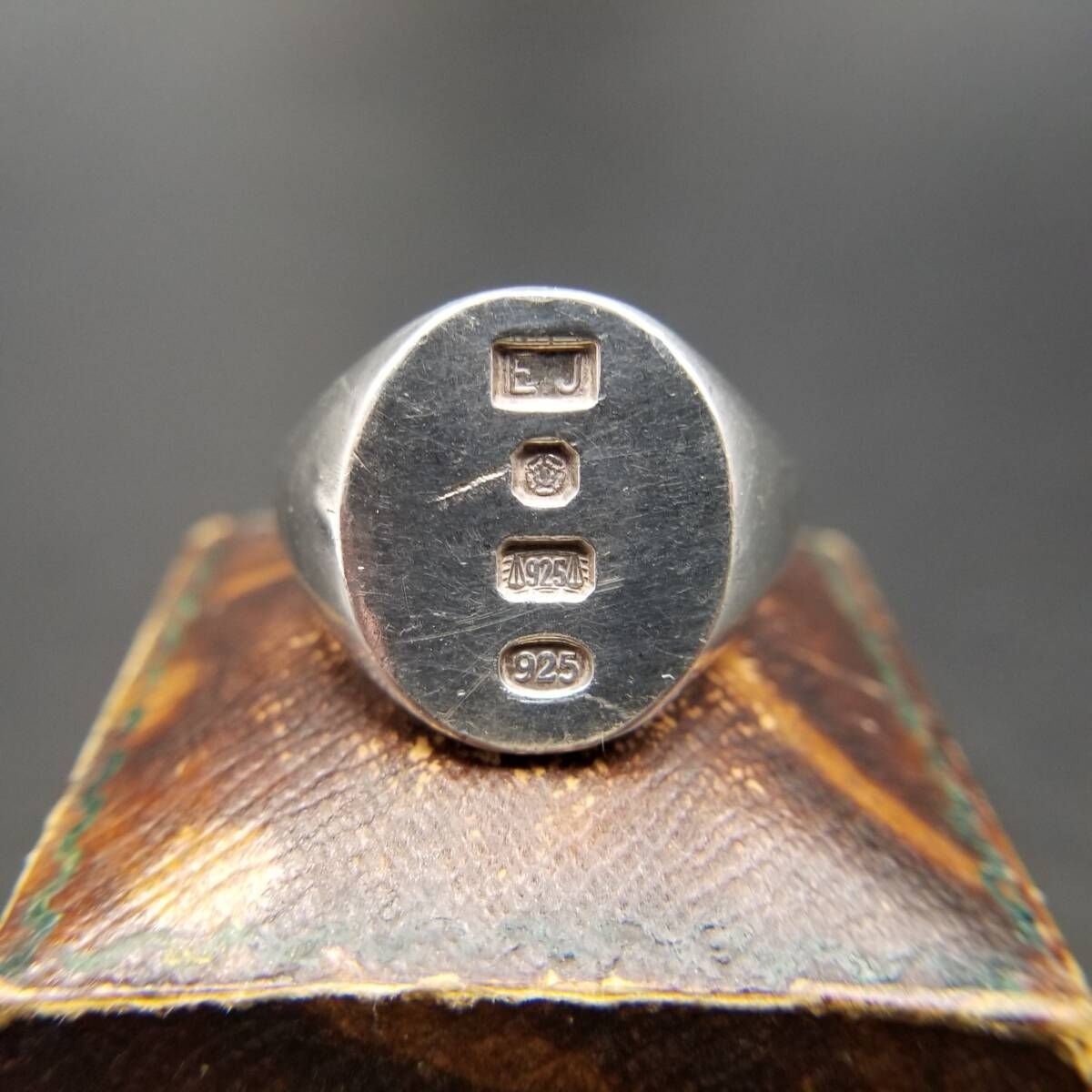 英国 Sheffield Convention マーク 925 シルバー ヴィンテージ オーバル シグネット リング 銀 指輪 重厚感 メンズ Gents Y 25-Q