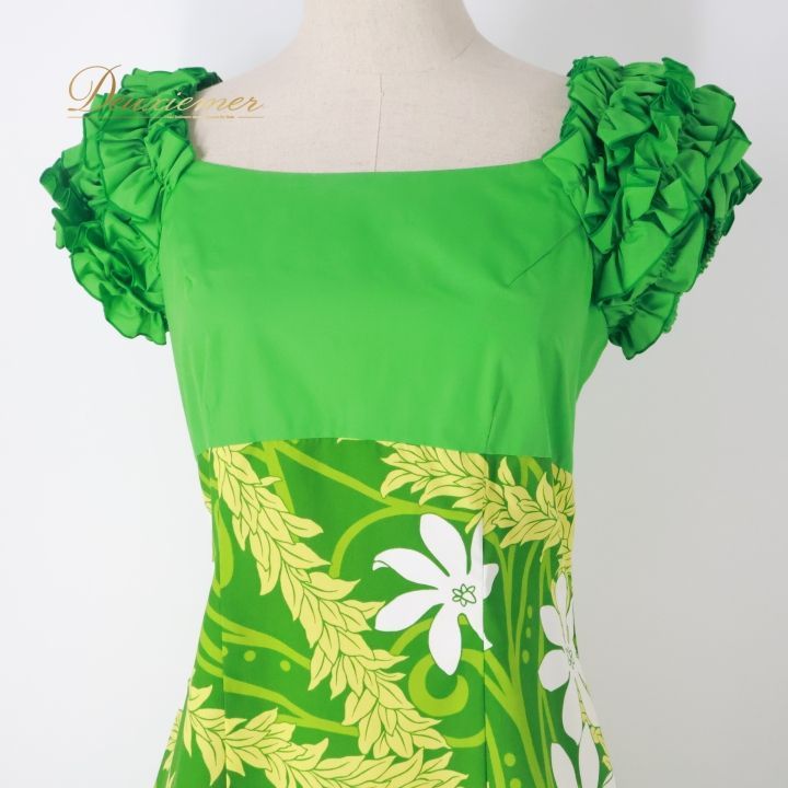 フラダンス 衣装 ワンピース ドレス グリーン系 アロハスタンダード