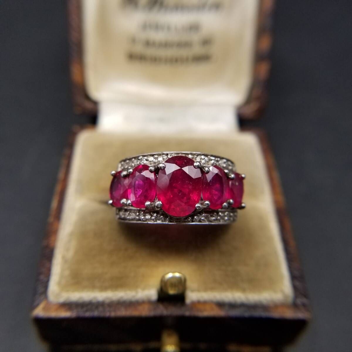 ヴィンテージリング SILVER トパーズ ルビー メレダイヤ ルビー