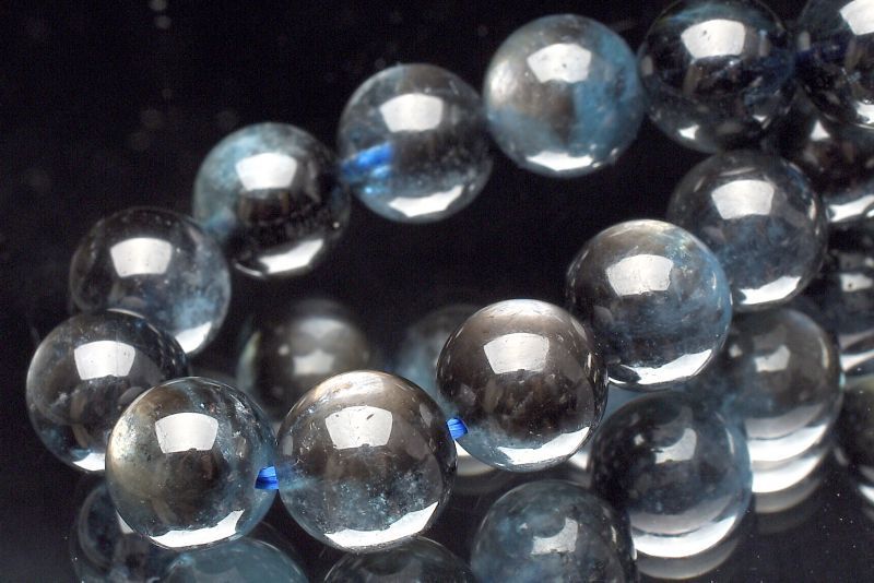  １点物 AA高品質 南アフリカ産 ブラックアクアマリン 9.5 mm ブレスレット パワーストーン 天然石 _U 8636 ブレスレット バングル アクセサリー
