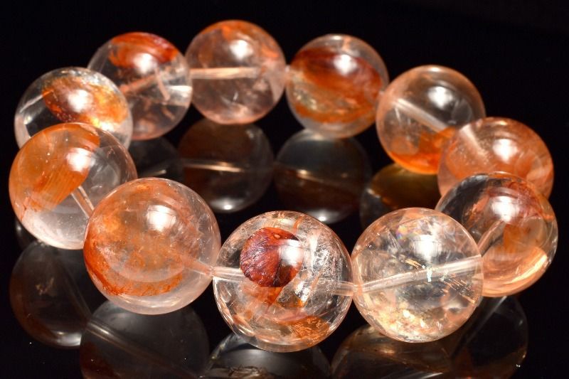 １点物 高発色 マダガスカル産 ライモナイトインクォーツ 20 mm ブレスレット パワーストーン 天然石 _MC 3302