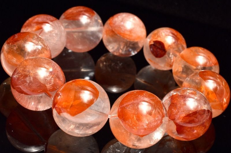 １点物 高発色 マダガスカル産 ライモナイトインクォーツ 20 mm ブレスレット パワーストーン 天然石 _MC 3306