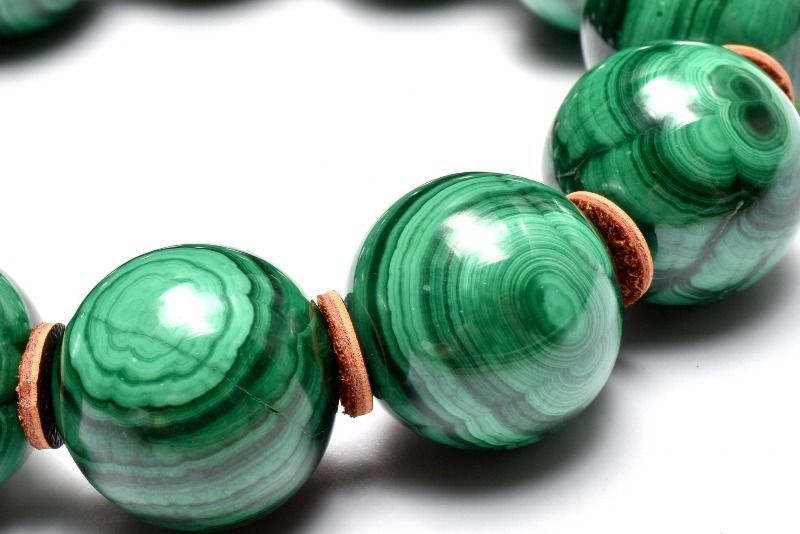 1点物】迫力大珠◇天眼模様 マラカイト(孔雀石) 17.5-18mm