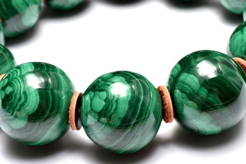 １点物 迫力大珠 天眼模様 マラカイト 孔雀石 17.5-18 mm ブレスレット パワーストーン 天然石 _MC 3329
