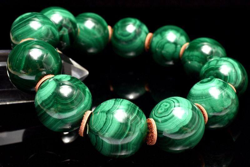  １点物 迫力大珠 天眼模様 マラカイト 孔雀石 17.5-18 mm ブレスレット パワーストーン 天然石 _MC 3329 ブレスレット バングル アクセサリー