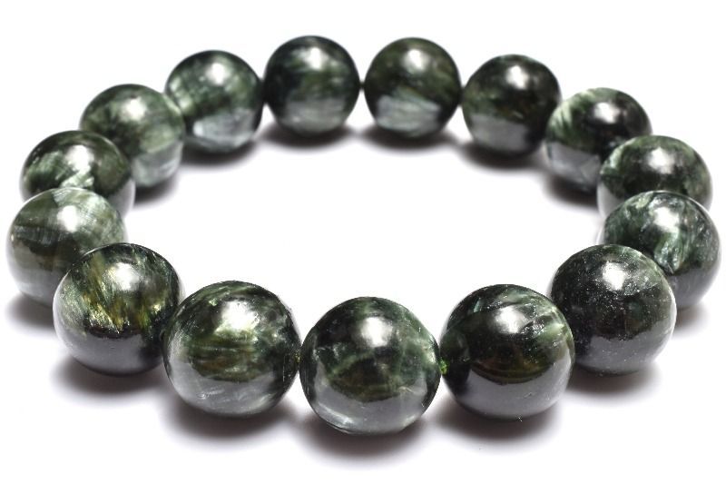  １点物 シルキーな輝き セラフィナイト 15 mm ブレスレット パワーストーン 天然石 _MC 3385 ブレスレット バングル アクセサリー