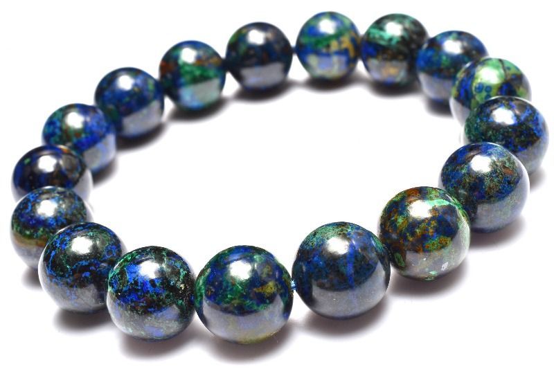 １点物 群青マーブル アズロマラカイト 12.5 mm ブレスレット パワーストーン 天然石 _MC 3397