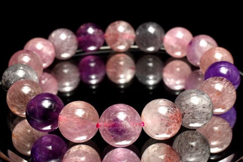 １点物 AA マルチカラー スーパーセブン 11 mm ブレスレット パワーストーン 天然石 _MC 3548