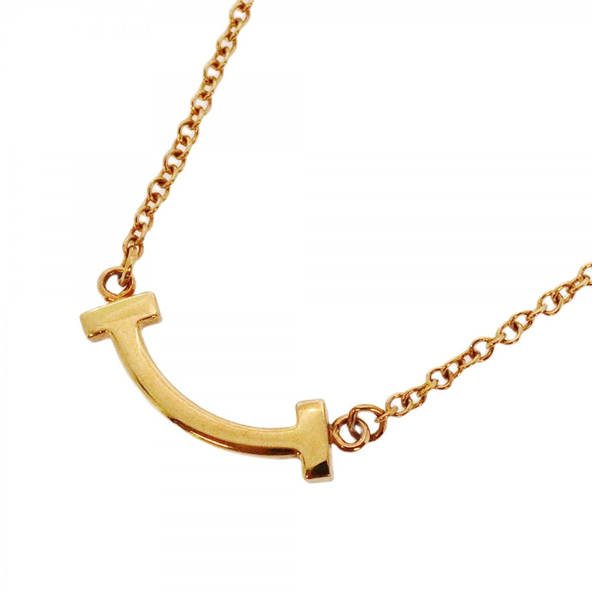 5 jpb 0638 ティファニー ネックレス Tスマイル ミニ K 18 YG イエローゴールド レディース