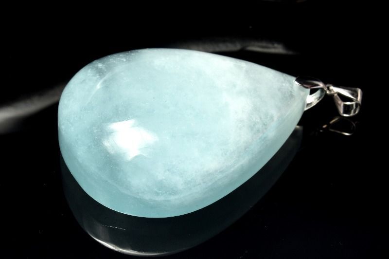 1点物】シルバー925◇透過性あり アクアマリン 44x34mm ドロップ