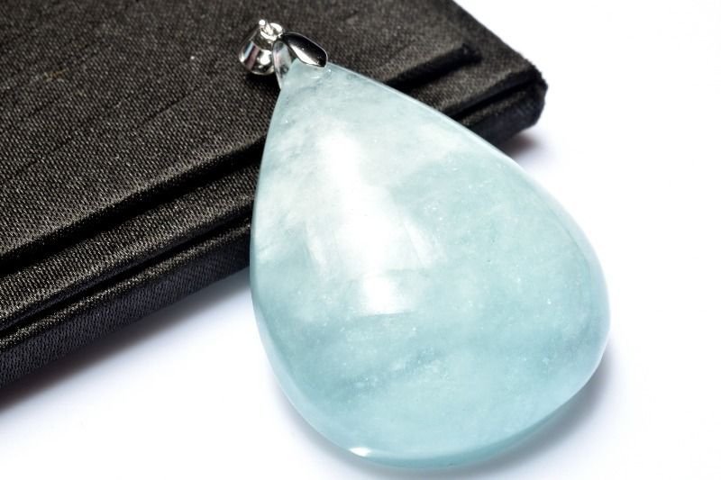 1点物】シルバー925◇透過性あり アクアマリン 44x34mm ドロップ