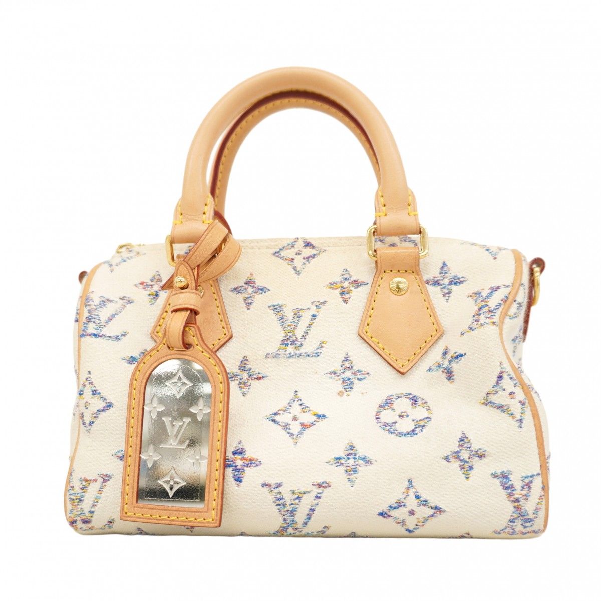 6 ab 0231-k ルイヴィトン ハンドバッグ モノグラム ジャガード スピーディバンドリエール20 M 24709 ホワイト マルチカラー レディース