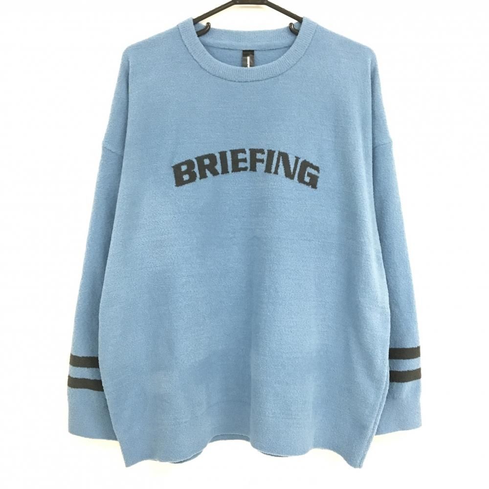 超 ブリーフィング セーター ライトブルー×黒 フロントロゴ ニット メンズ L ゴルフウェア モデル BRIEFING