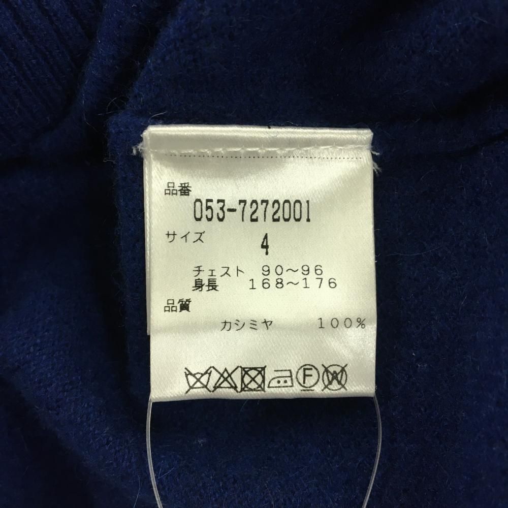 美品】パーリーゲイツ ニットジャケット ネイビー系×白 袖一部ボーダー