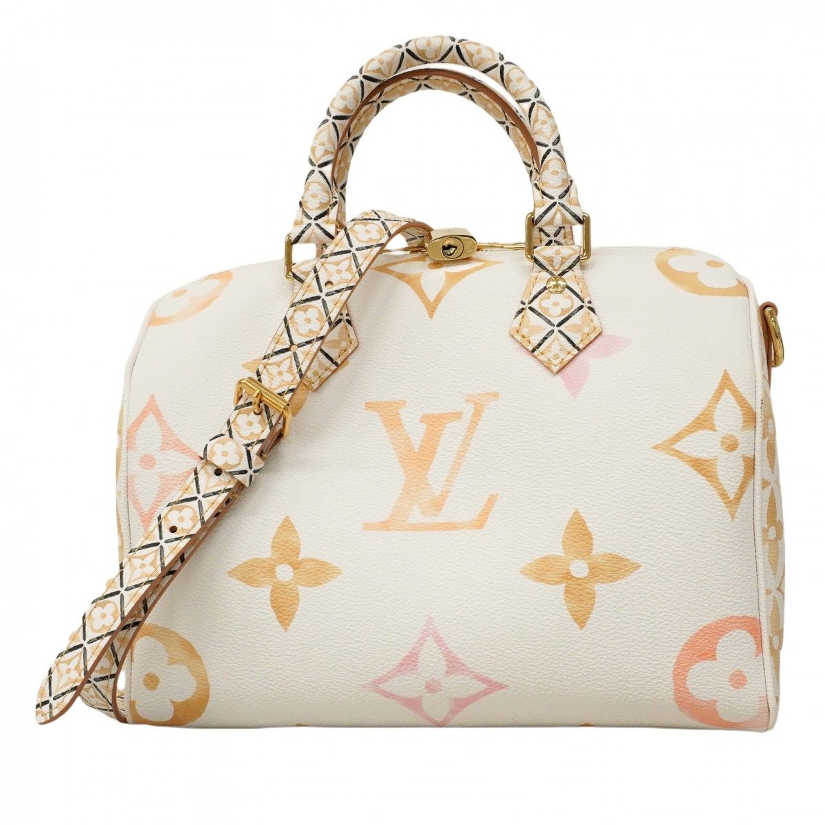 6 ab 0499 ルイヴィトン ハンドバッグ LVバイザプール スピーディバンドリエール25 M 22987 ホワイト ベージュ 2 wayバッグ レディース