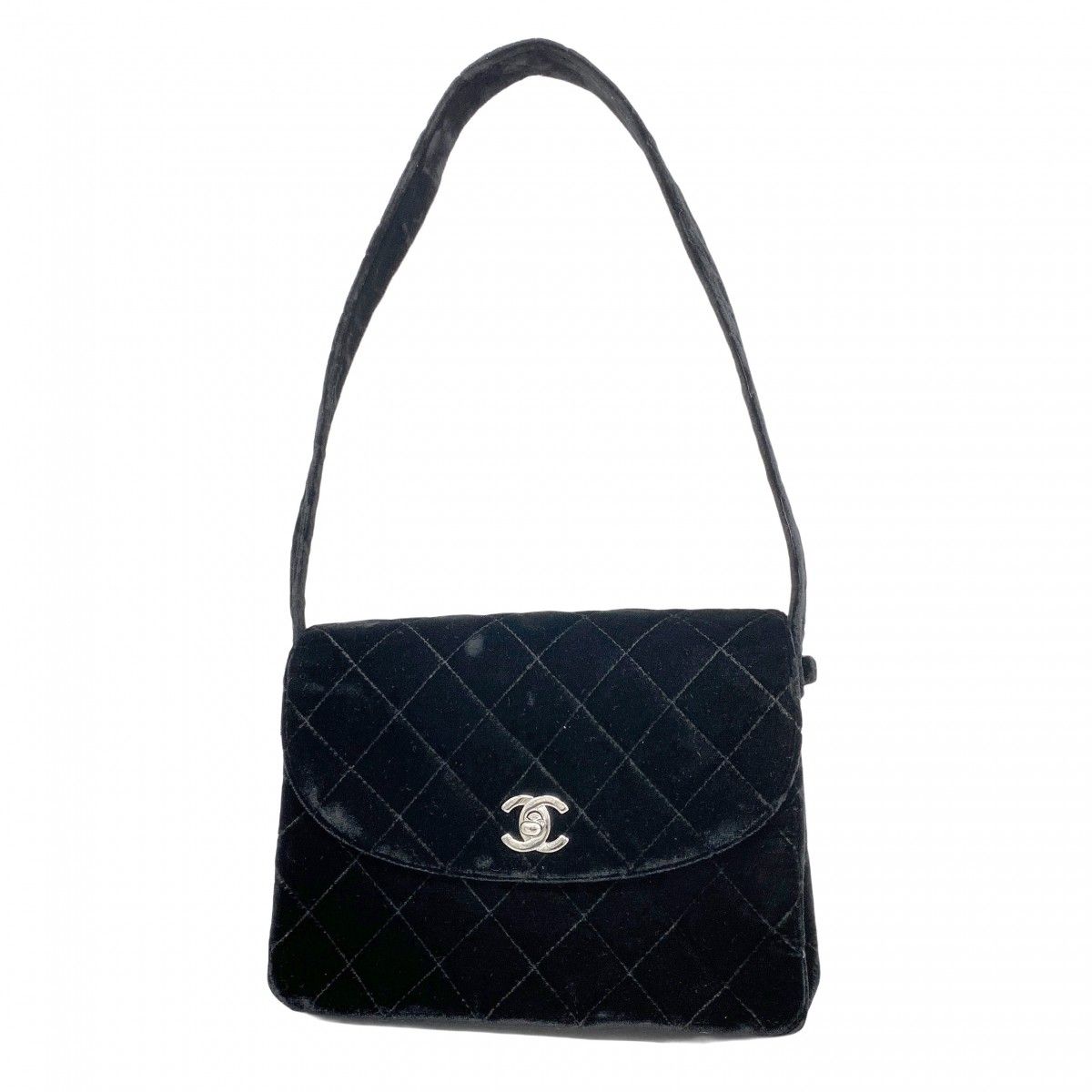 6 ab 0554-k シャネル ショルダーバッグ マトラッセ スウェード ブラック シルバー金具 レディース
