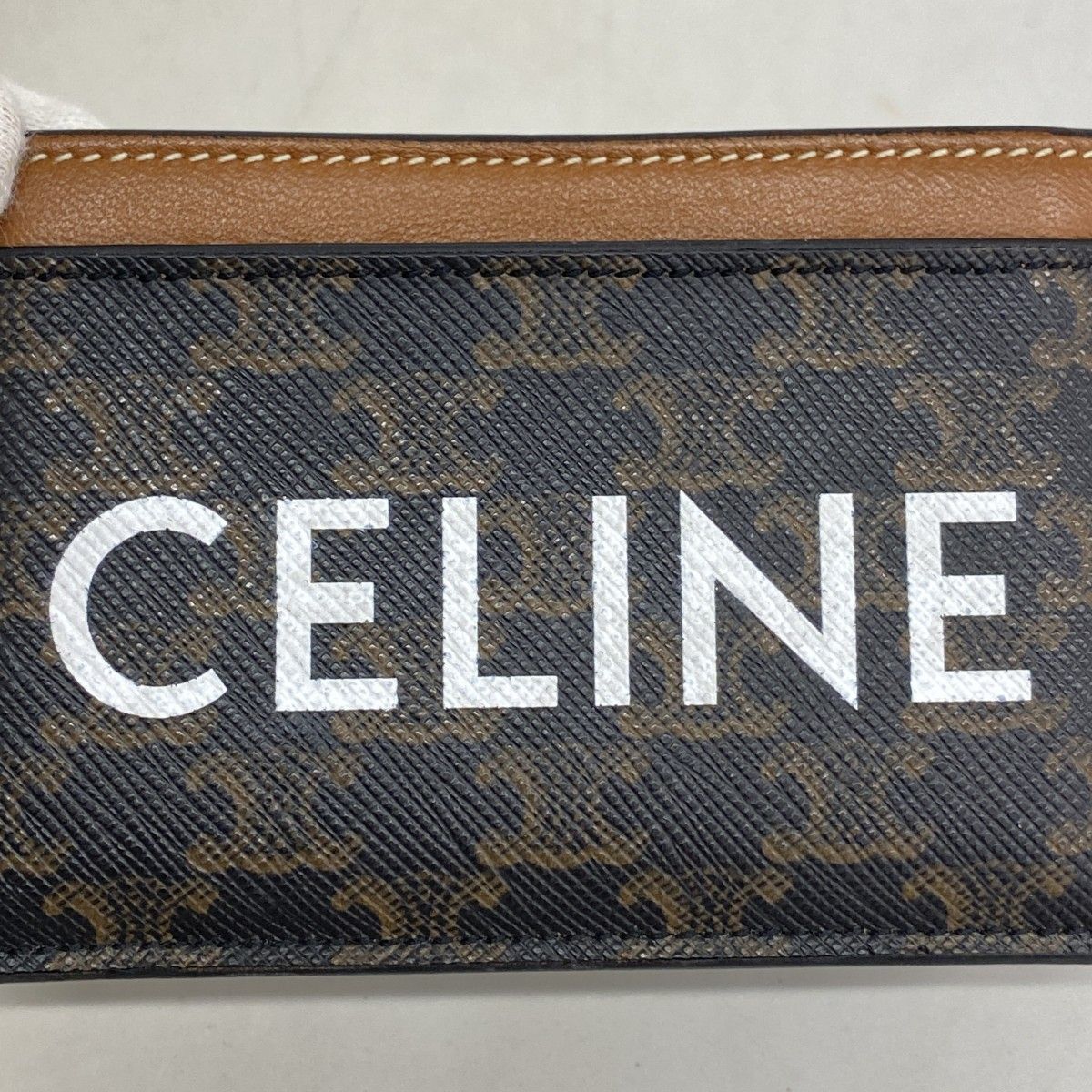 6ab0636-k】セリーヌ カードケース トリオンフ PVC ブラウン ブラック