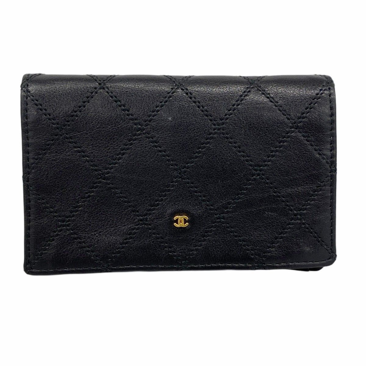 6ab0664-k】シャネル カードケース ビコローレ ラムスキン ブラック