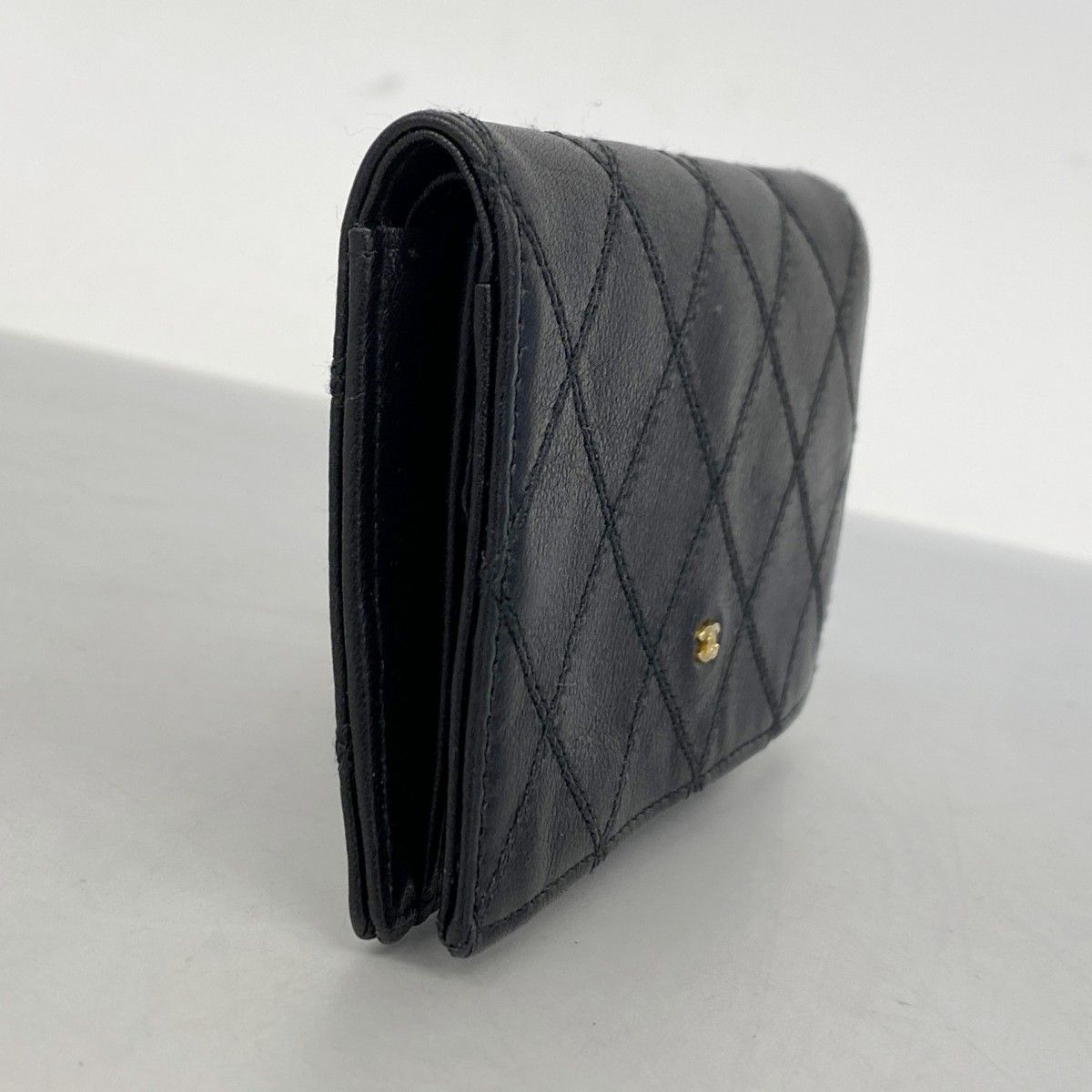6ab0664-k】シャネル カードケース ビコローレ ラムスキン ブラック