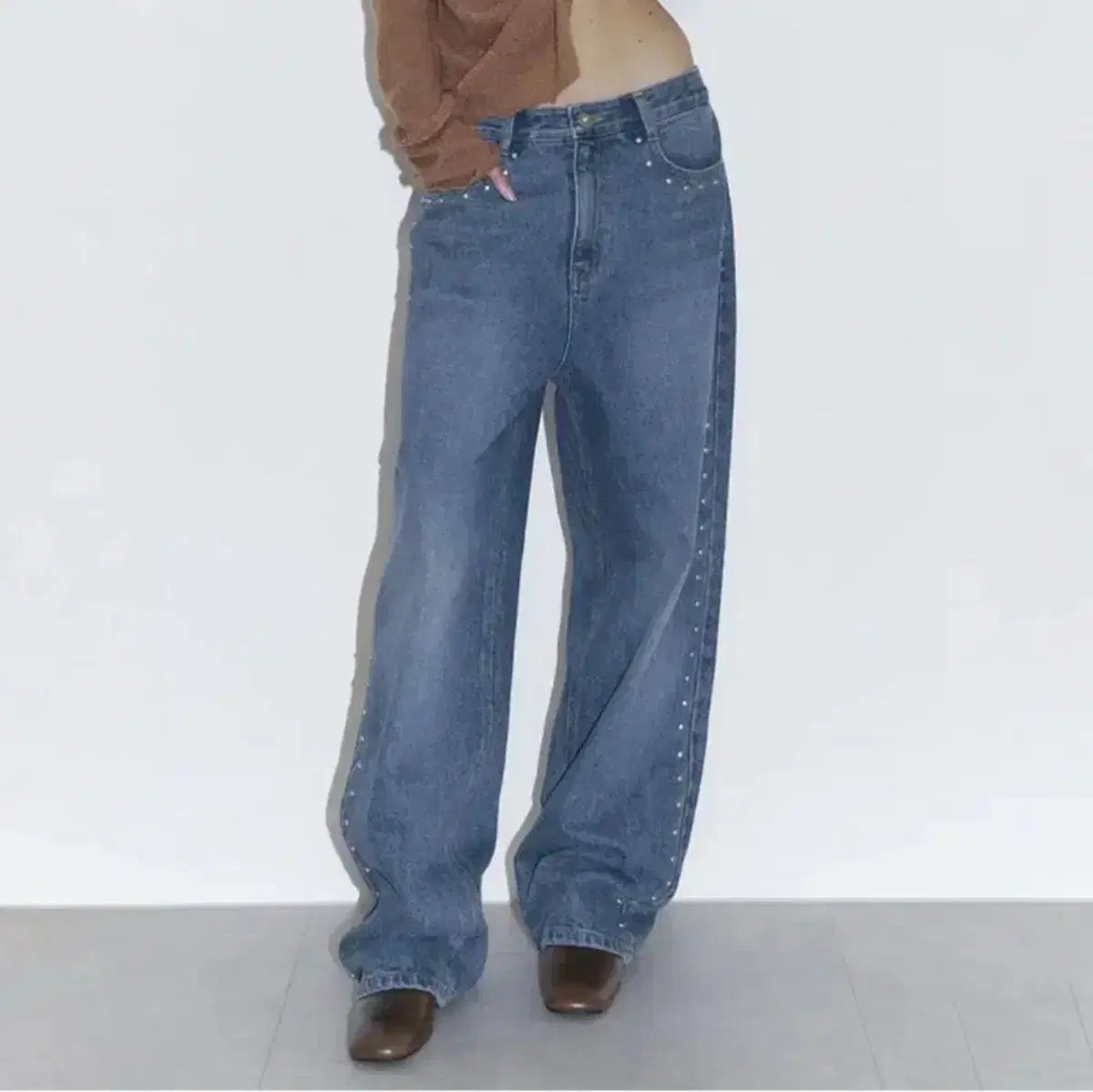 ポリ スエム スタッズ ウォッシュド デニム パンツ サイズ 1