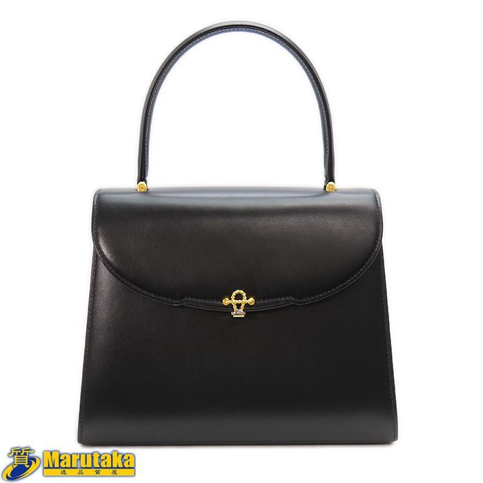 WAKO ワコー レザー ハンドバッグ ブラック レディース 卒業式 入学式 結婚式 食事会 バッグ かばん 黒 上品 質屋 丸高 ブランド 71-0059