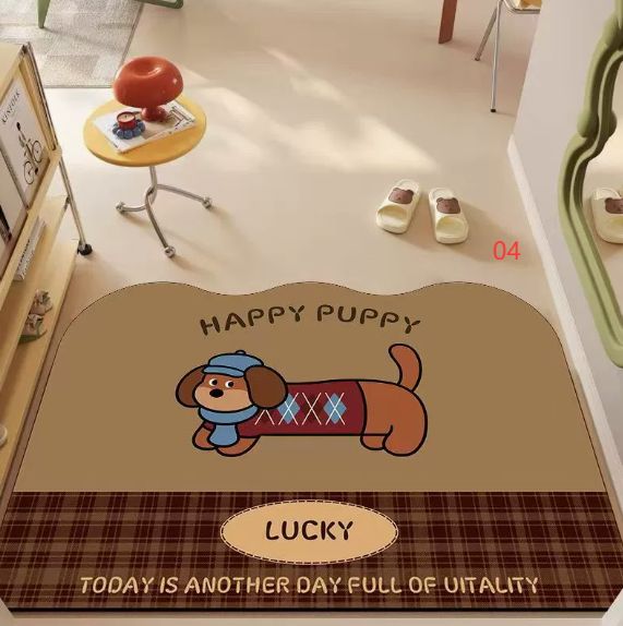 40×60cm】珪藻土ドアマット 玄関 カートゥーン 吸水 防汚 入り口マット