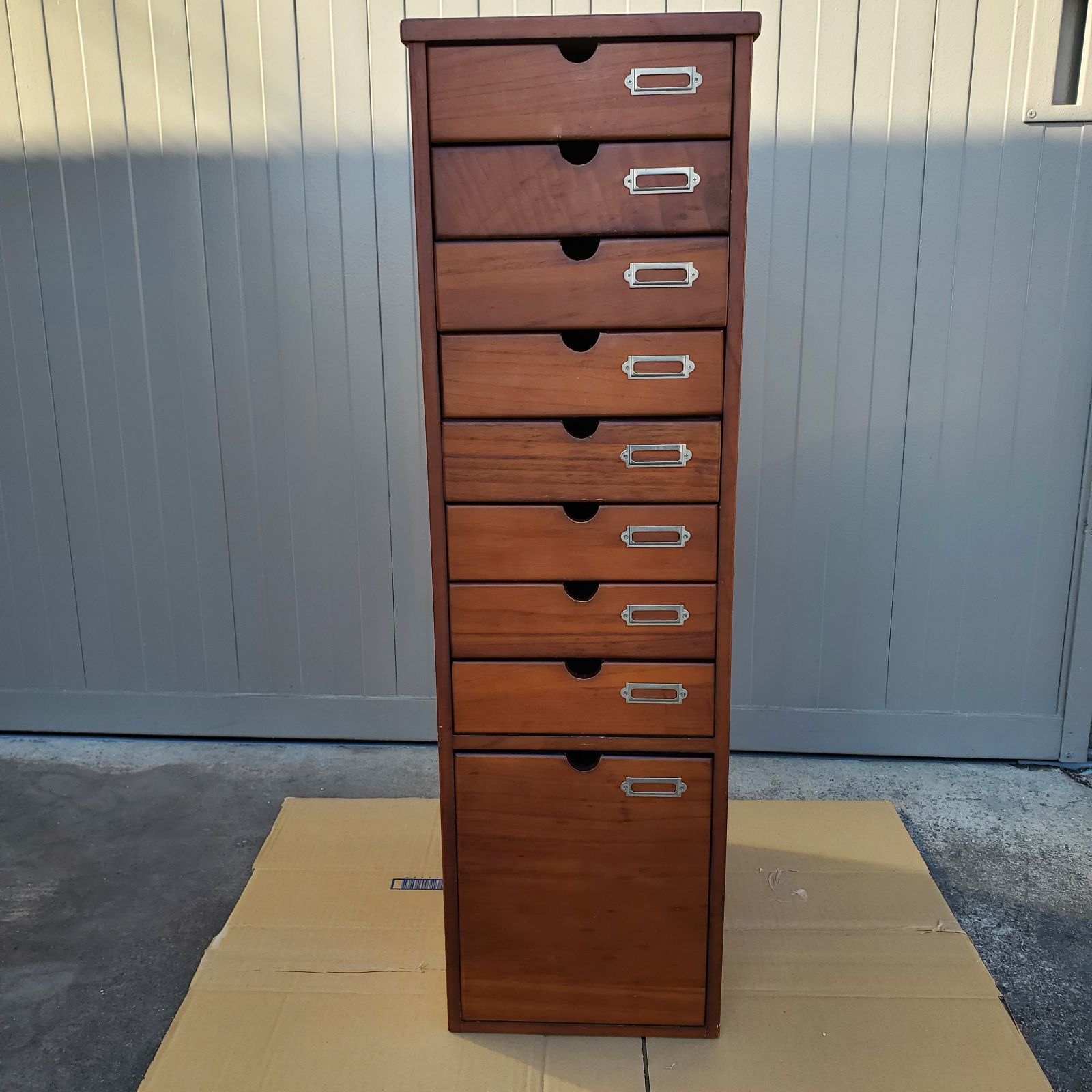 北欧レトロ ヴィンテージ 古家具 書類棚 整理棚 木製チェスト 9杯 箪笥