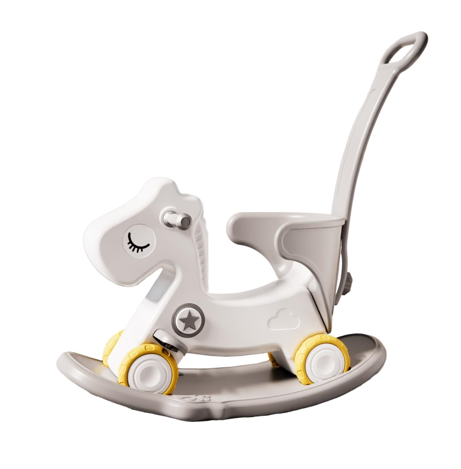 Gorocking 夢の木馬 1-5歳子ども 乗り物おもちゃ 足蹴り車兼用 押し手付き 3 in 1 白