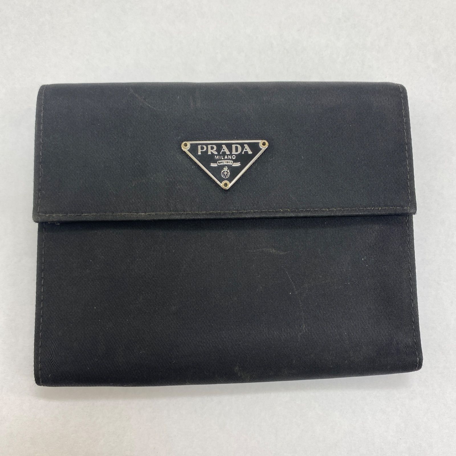 PRADA プラダ 三つ折り財布 シンプル ナイロン×レザー 三角ロゴ