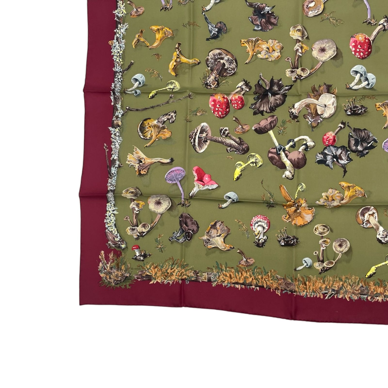極美品 HERMES エルメス カレ90 Champignons シャンピニオン きのこ