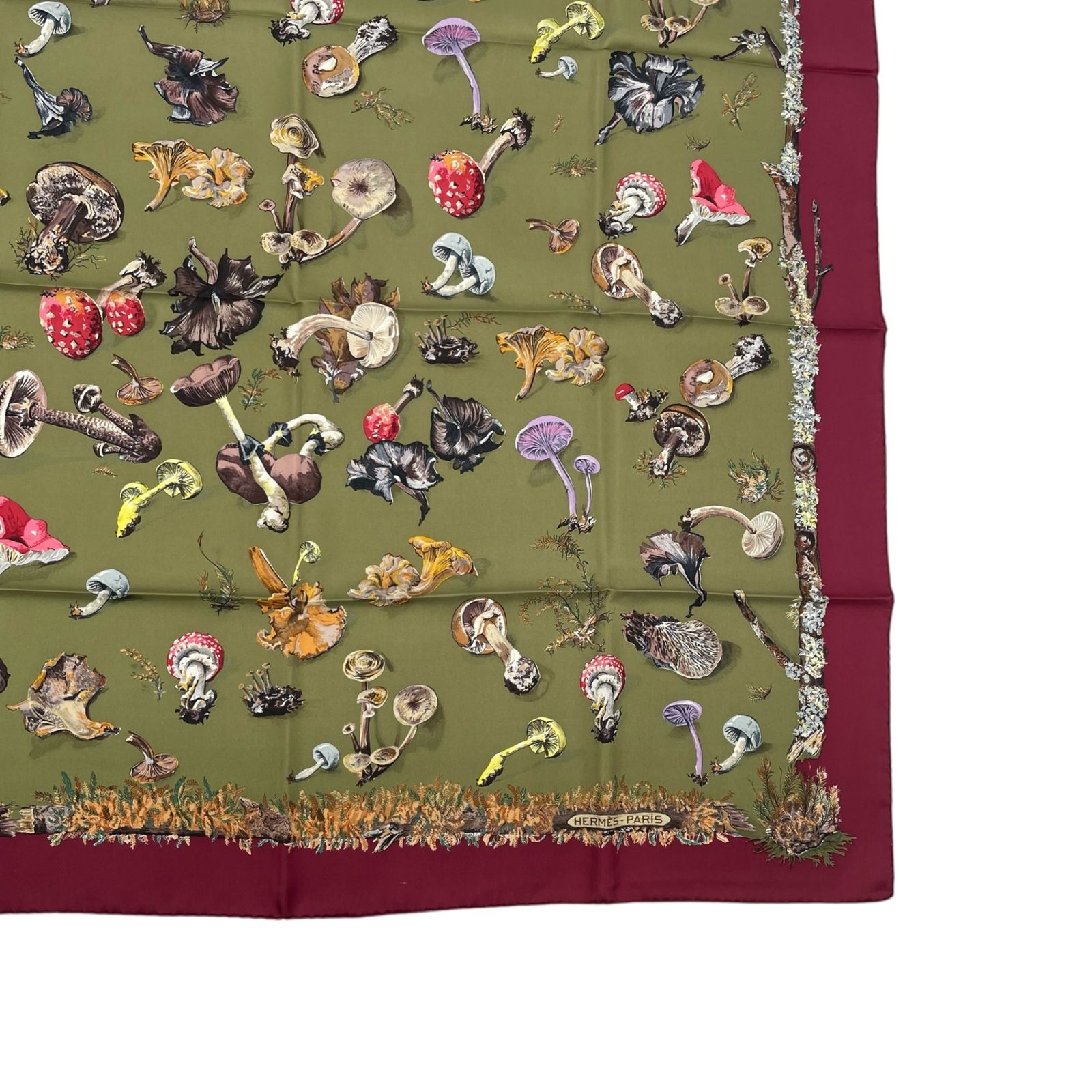 極美品 HERMES エルメス カレ90 Champignons シャンピニオン きのこ