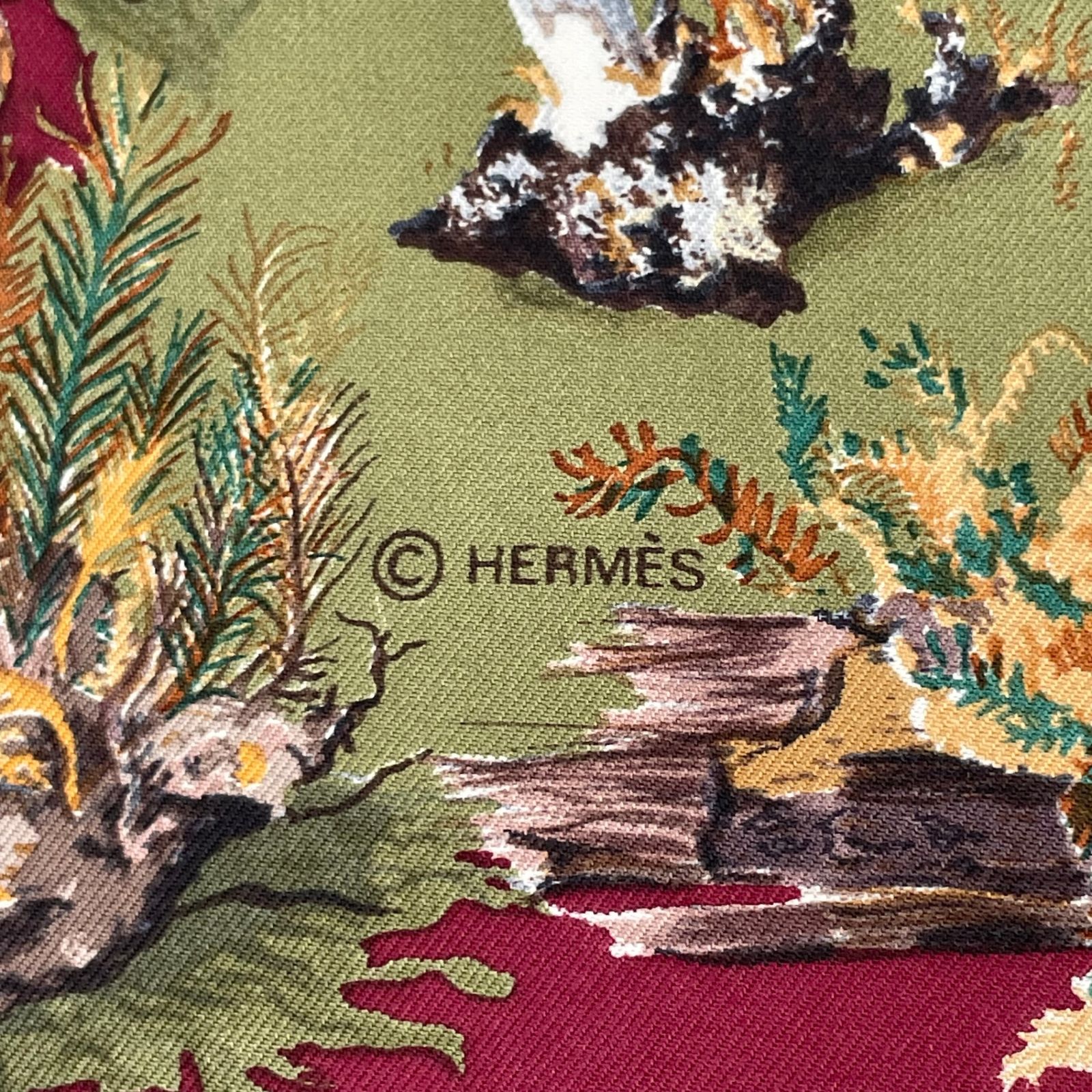 極美品 HERMES エルメス カレ90 Champignons シャンピニオン きのこ