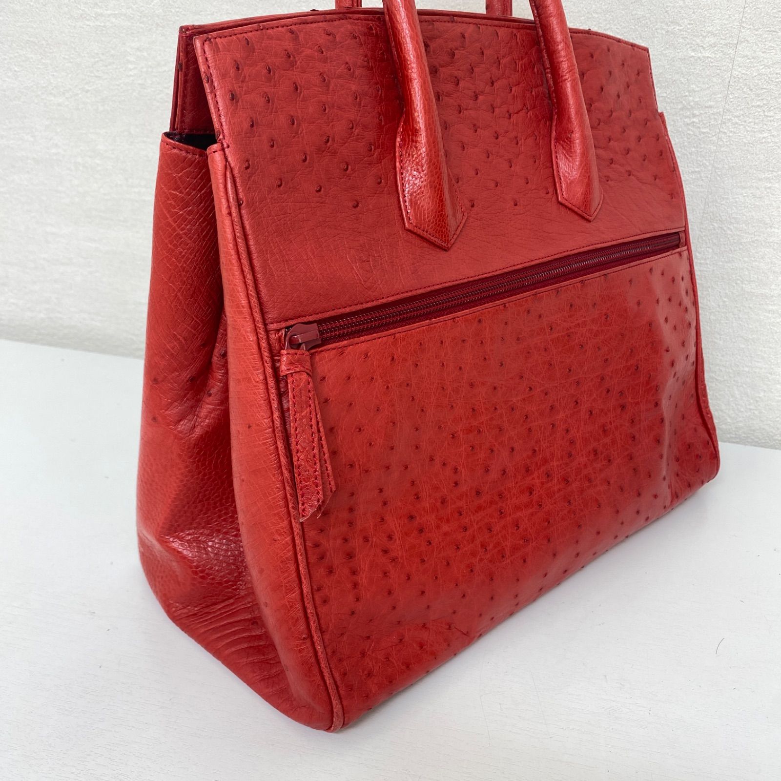 ✨JRA公認✨オーストリッチ ハンドバッグ レッドカデナ 鍵付き - メルカリ