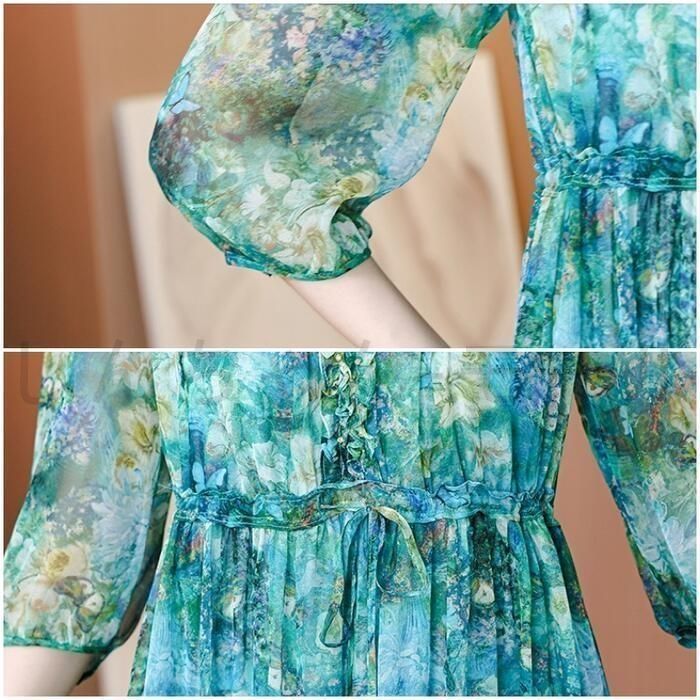 ワンピース ワンピ ドレス シルク混 ボタニカル 花柄 フラワー