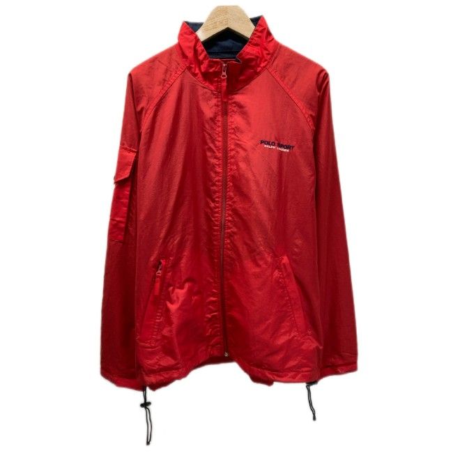 POLO SPORT RALPH LAUREN ナイロンジャンパー 90 s 90年代 アウター ハイネック フルジップ 無地 ワンポイント ブランドロゴ 刺しゅう サイドポケット 古着