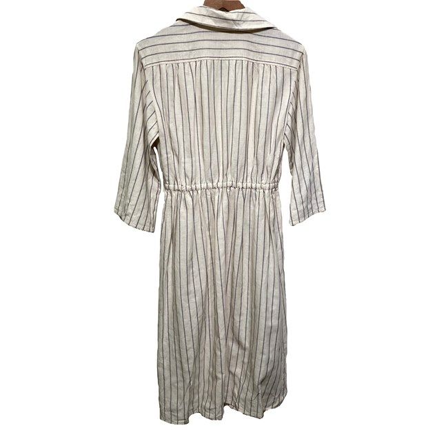 Chloe ワンピース 七分袖 ミディアム丈 Vネック ストライプ ウエストゴム 古着