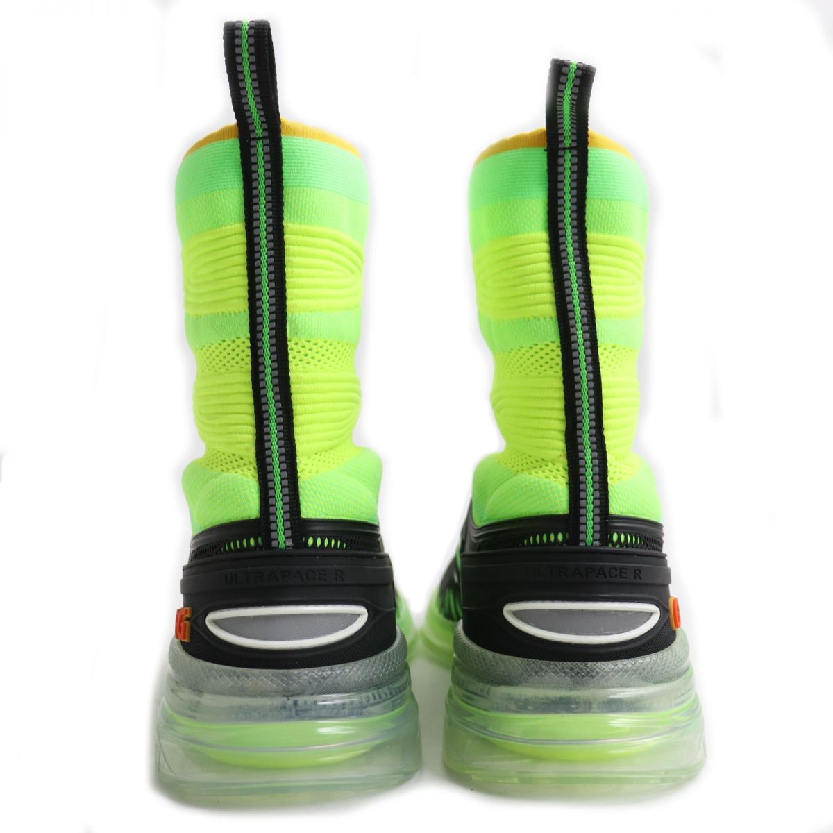 【ドンドン見直し】未使用品●グッチ ULTRAPACE/ウルトラペースR ダブルG ニットハイカットスニーカー 黒×蛍光グリーン 8 1/2 メンズ ドンドン見直し】未使用品○GUCCI グッチ ULTRAPACE/ウルトラペースR