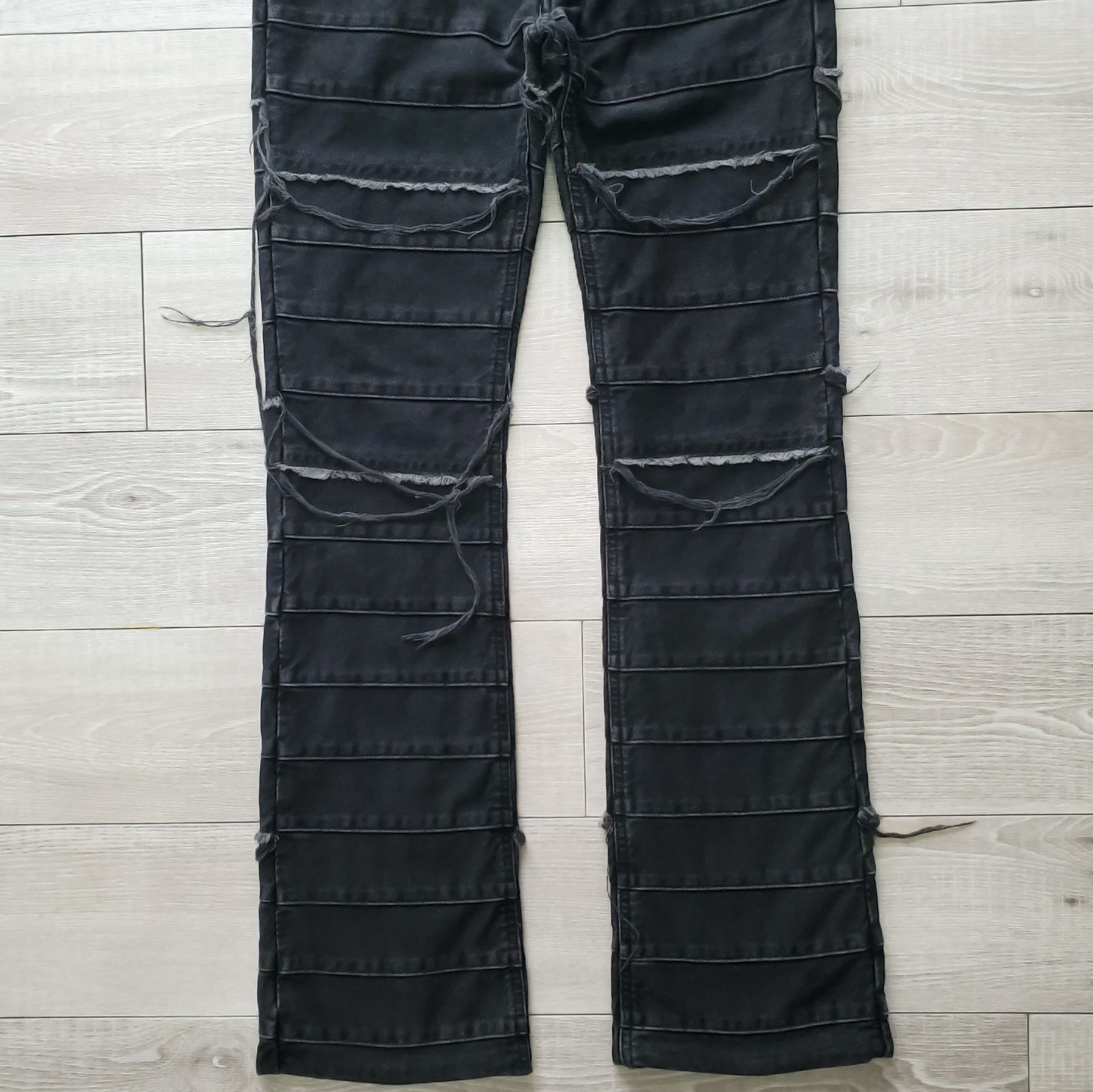  GLAMOUR KINKY ヒステリックグラマー 1990-2000 s 日本製 ブラック スクラッチフ デニムパンツ L ツギハギ ウミヘビ ブーツカット パッチワーク クラスト Y 2 K 古着 ブーツカットデニム フレアデニム デニム ジーンズ