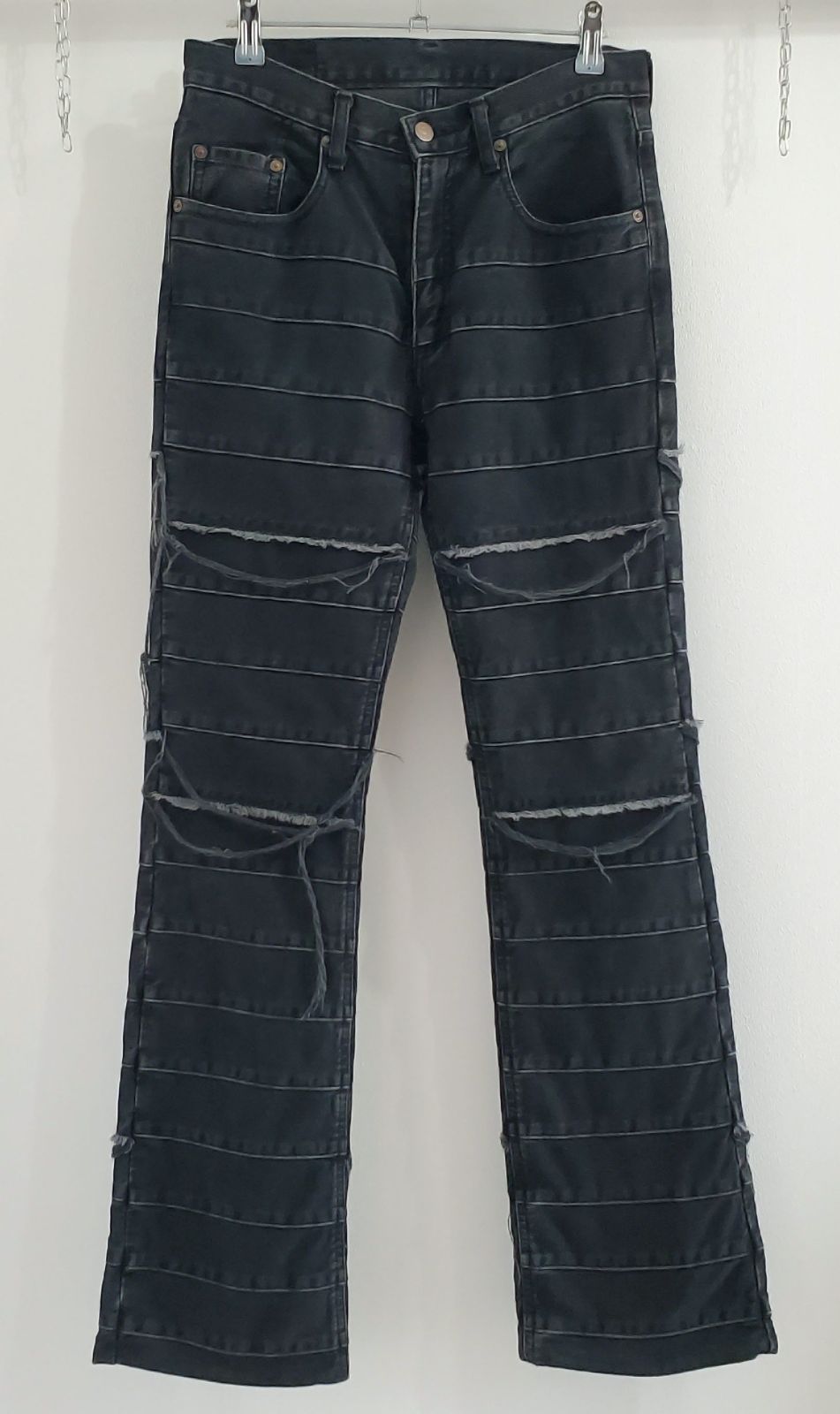 GLAMOUR KINKY ヒステリックグラマー 1990-2000 s 日本製 ブラック スクラッチフ デニムパンツ L ツギハギ ウミヘビ ブーツカット パッチワーク クラスト Y 2 K 古着