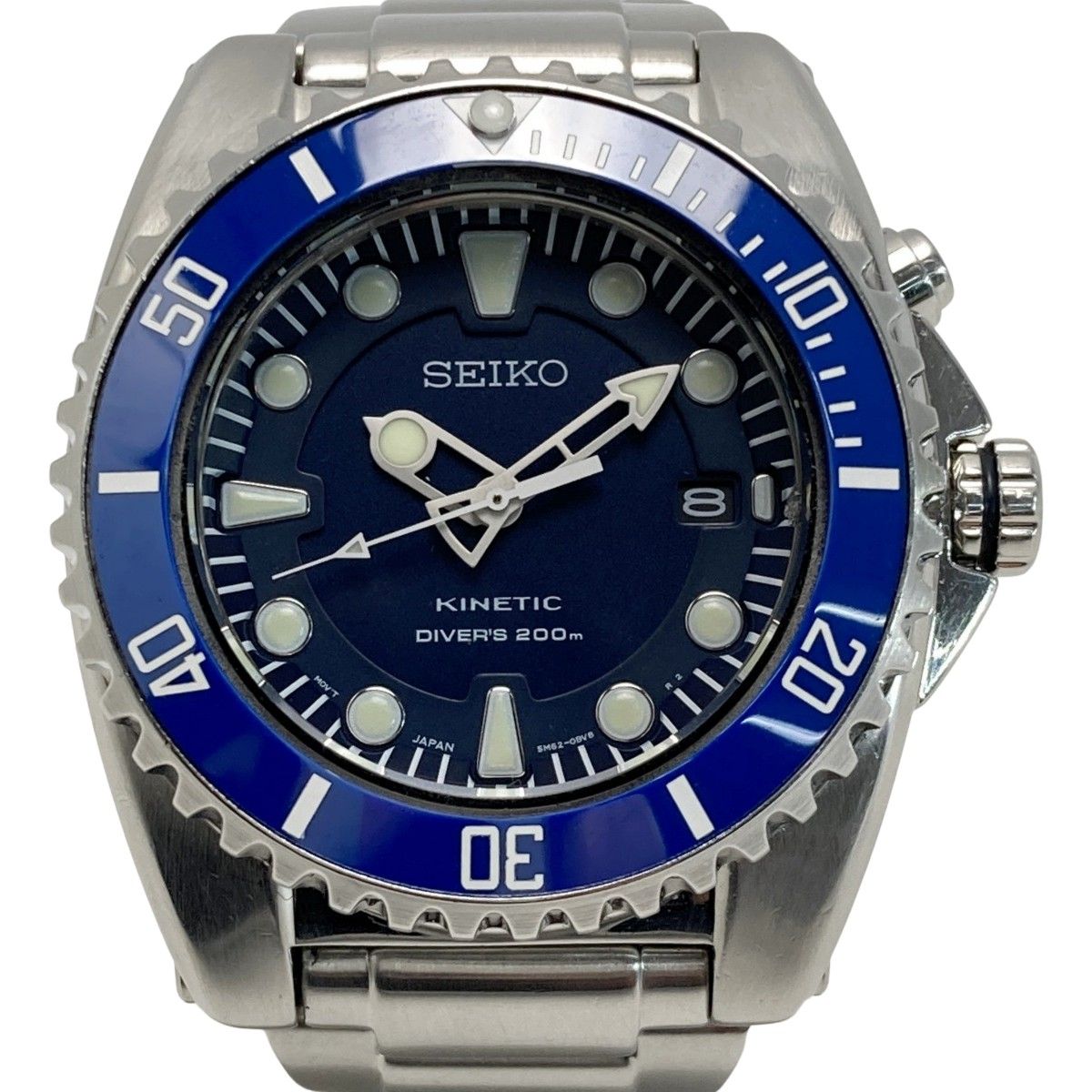 SEIKO キネティックダイバー 5M62-0BL0 Seiko Diver's 5M62-0BL0 Kinetic 200m Silver Stainless Steel New
