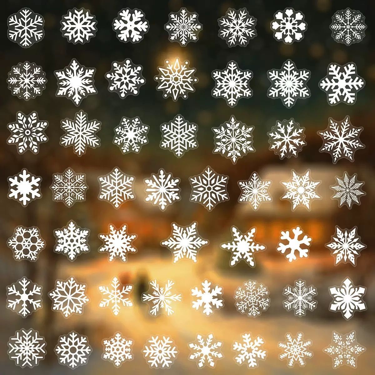 427】コラージュ素材 フレークシール ステッカー 雪 氷 結晶 白 冬