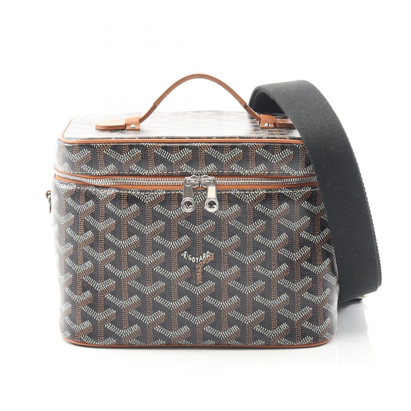 ゴヤール GOYARD ハンドバッグ ミューズ ブラック|ナチュラル PVCコーティングキャンバス レザー ヴァニティケース レディース A