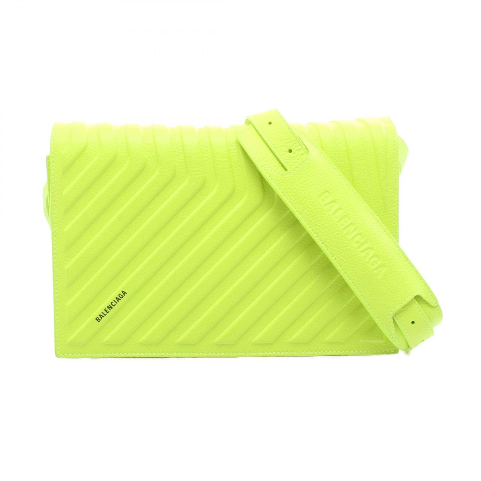 バレンシアガ ショルダーバッグ CAR FLAP BAG 679465 ネオンイエロー レザー フラップバッグ メンズ A