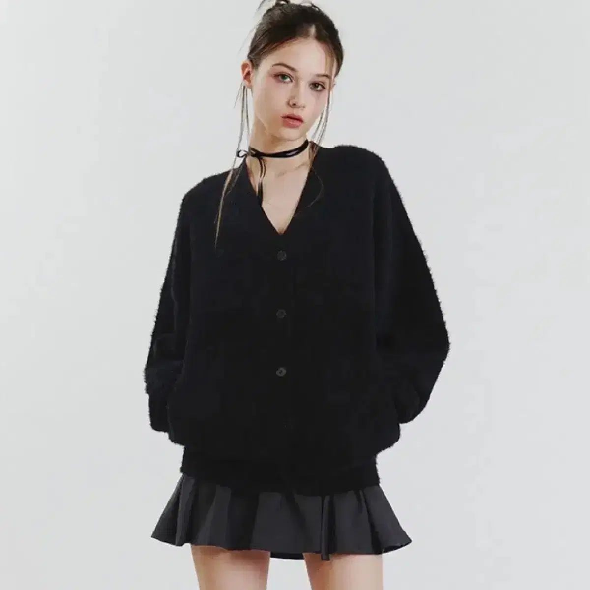 PAIN OR PLEASURE EVA fur cardigan エヴァ ファー カーディガン ブラック