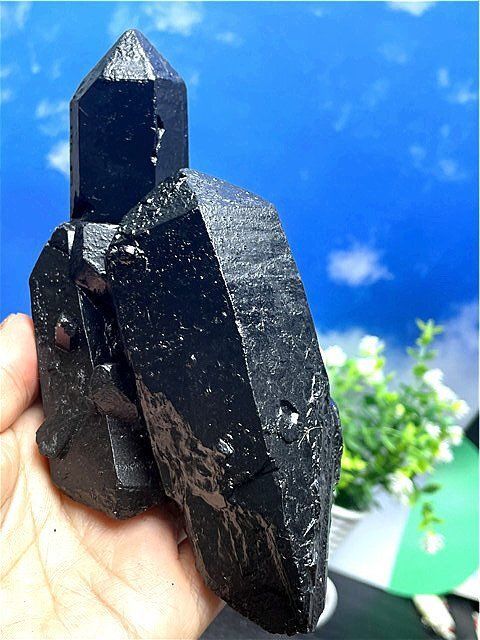 AAA級【魔除け】◆天然モリオン(黒水晶）クラスターB85C6/164C16A AAA級【魔除け】◇天然モリオン(黒水晶）クラスターB85C6/164C16A