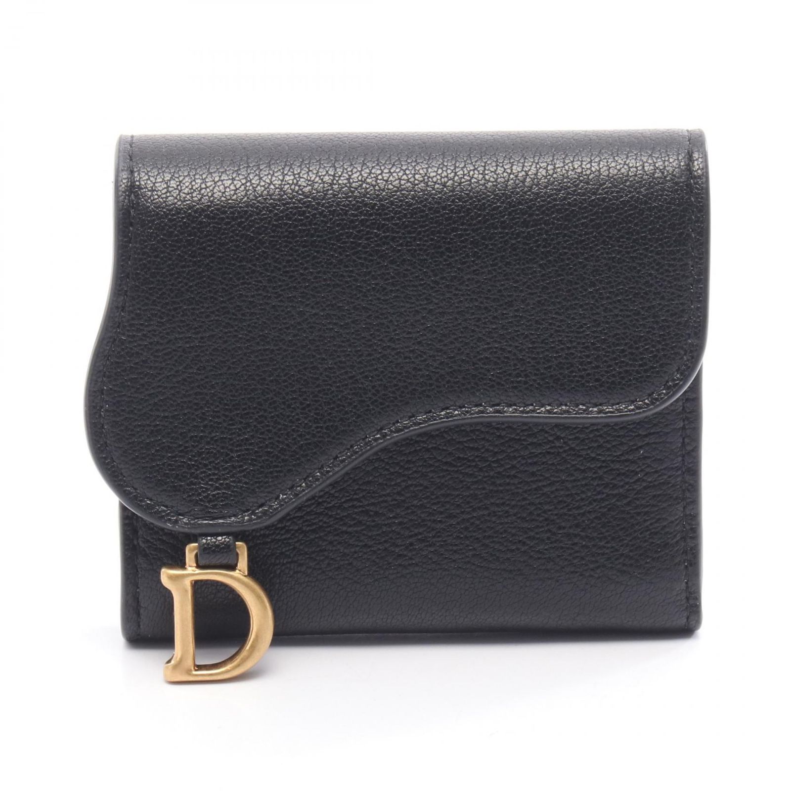 ディオール Dior 三つ折り財布 サドル ロータスウォレット _M 900 ブラック レザー ロータス ウォレット レディース A