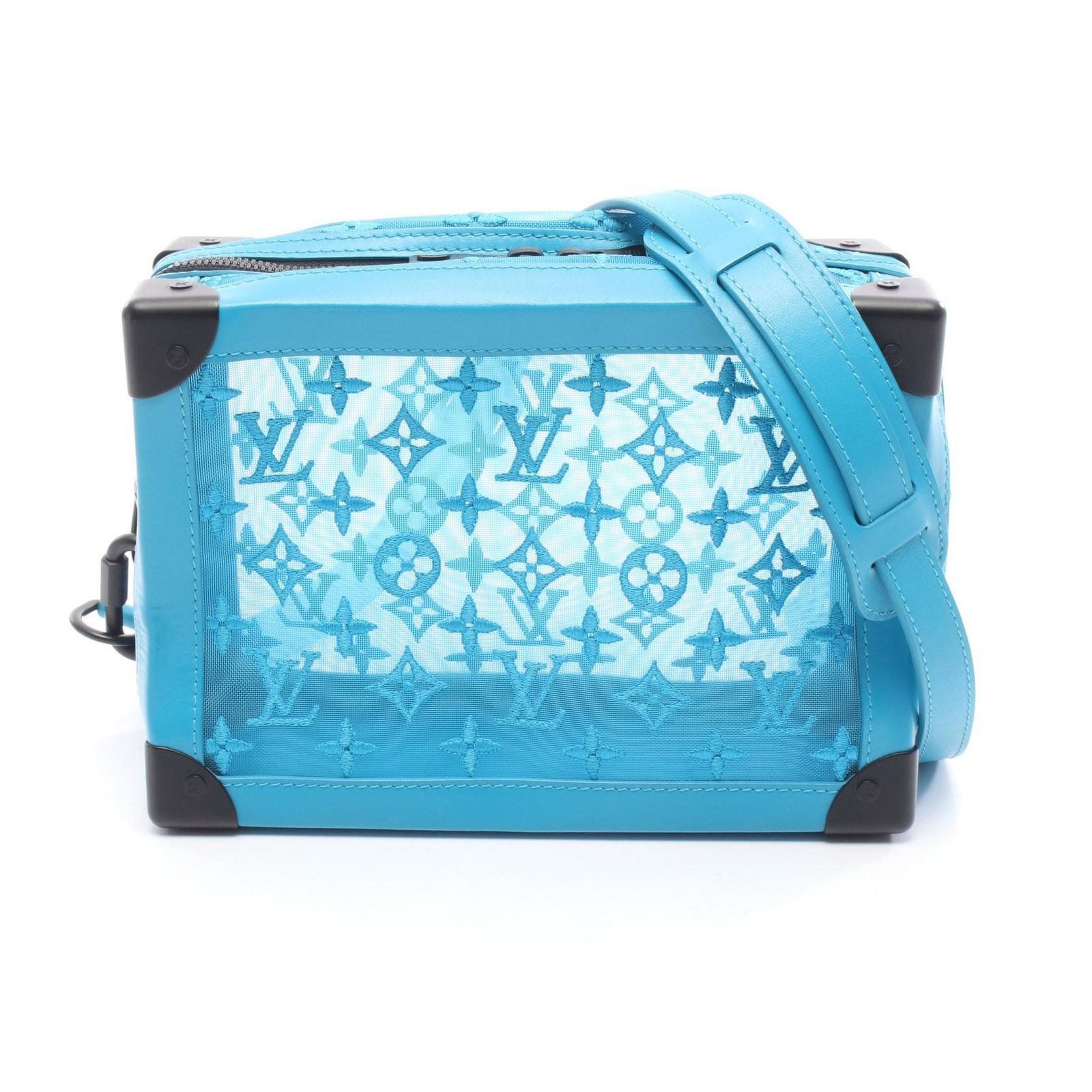 ルイ ヴィトン LOUIS VUITTON ショルダーバッグ ソフトトランク モノグラム メッシュ M 45074 ターコイズ レザー メンズ A